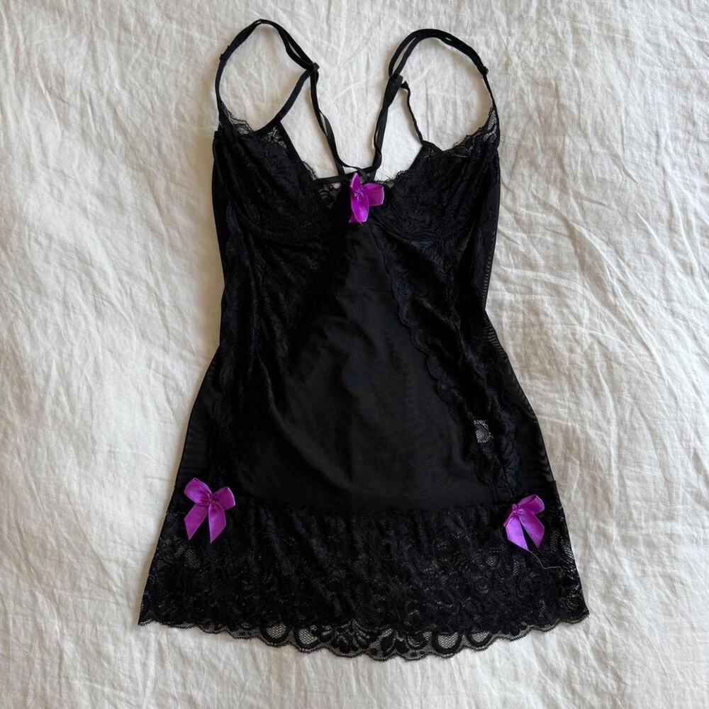 Cute black and purple lingerie slip